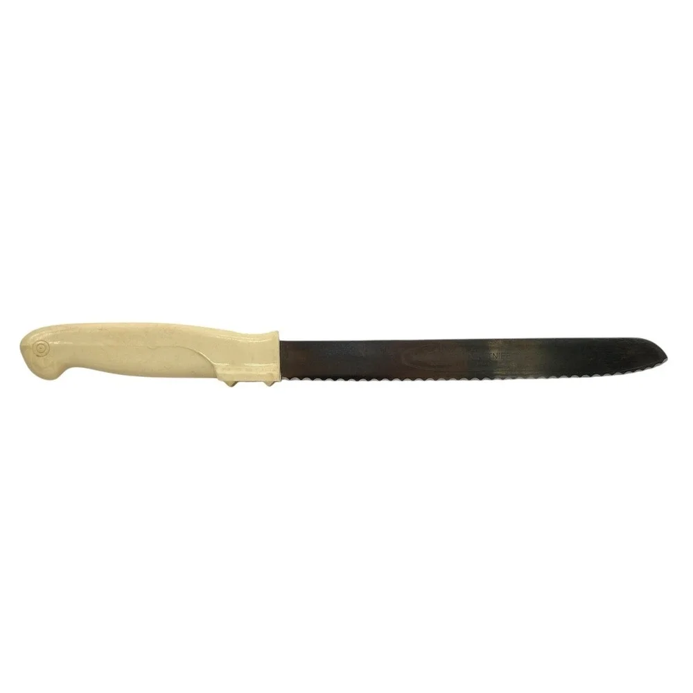 Vintage Magic-Hone Serrated Bread Knife Cream Handle Stainless Steel USA Made‎